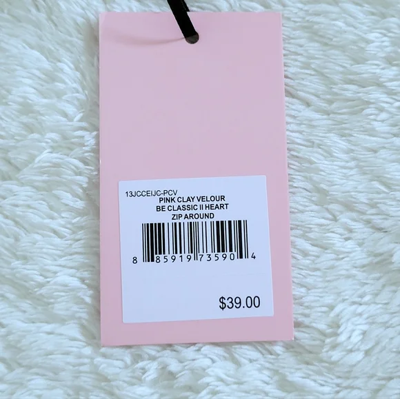 Juicy🍊 Couture Pink Clay Velour Heart🩷 Zip Around Coin Purse - NWT - Picture 16 of 16